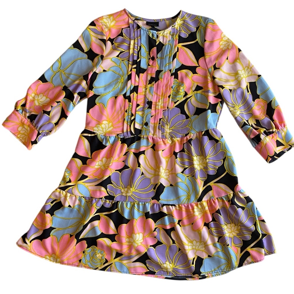 Who What Wear Babydoll Mini Dress. Pockets! 3/4 Sleeve Button & Pleat Top. Sz. S
